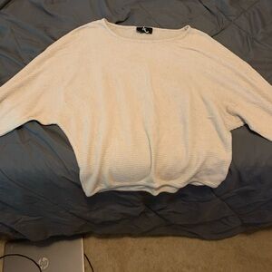 Iz Byer Cream Crew Neck Sweater with Relaxed Fit